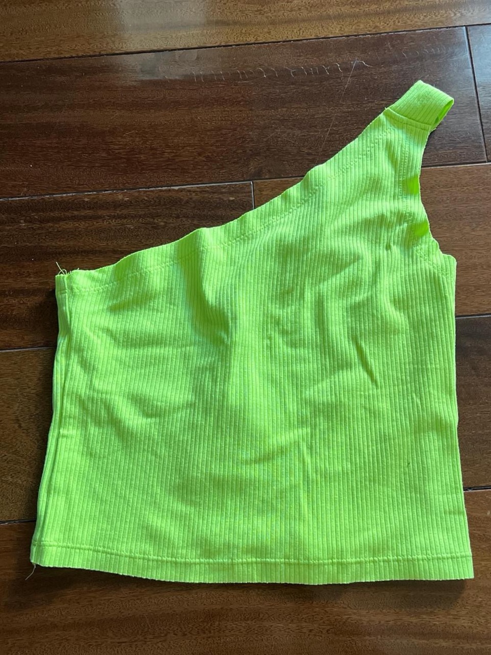 Urban Outfitters Neon Lime One-Shoulder Ribbed Tank